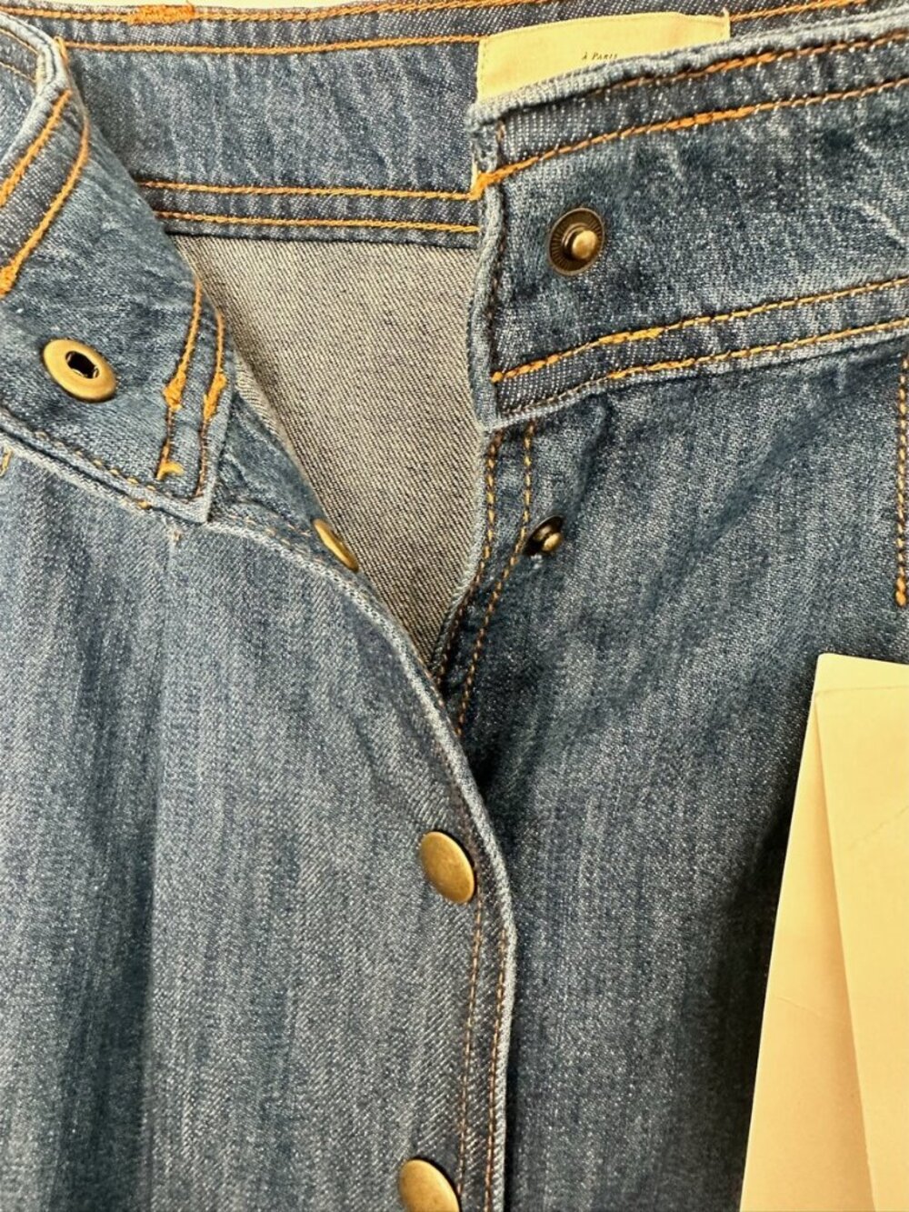 Sezane Jupe Clarine Denim Button Midi Skirt NWT - Picture 6 of 7